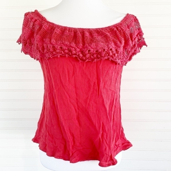 Lace coral blouse Size 1x - Picture 1 of 8
